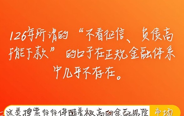 2026不看征信负债高能下款的口子有哪些