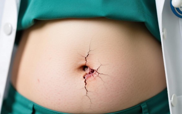 肚脐眼下方有一条小口子是什么引起的
