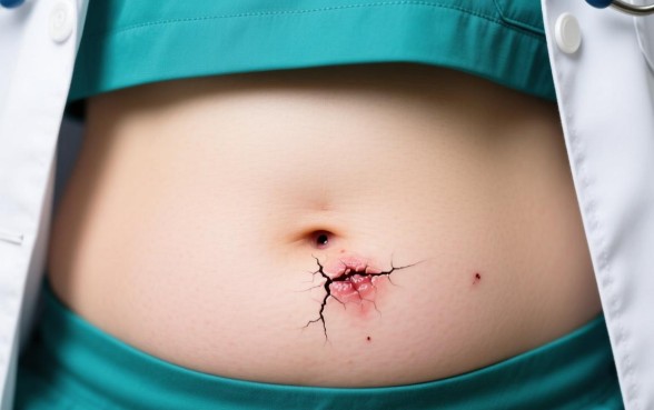 肚脐眼下方有一条小口子是什么引起的