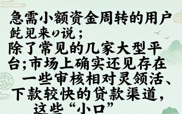 盘点2026年秒下款小额贷款口子推荐