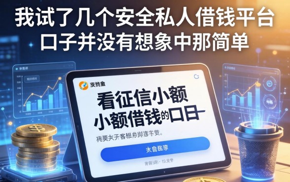 我试了几个安全私人借钱平台，发现不看征信小额借钱的口子并没有想象中那么简单