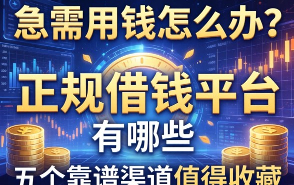 急需用钱怎么办？正规的借钱平台有哪些？这五个靠谱渠道值得收藏