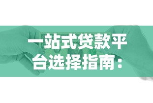 一站式贷款平台选择指南：安全借贷与快速审批解析