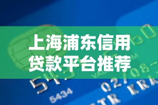 上海浦东信用贷款平台推荐：5家靠谱机构+申请全攻略