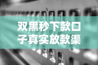 双黑秒下款口子真实放款渠道