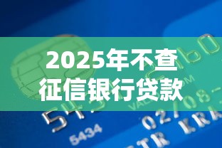 2025年不查征信银行贷款产品盘点 2025年不查征信银行贷款产品盘点