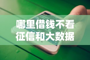 哪里借钱不看征信和大数据