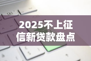 2025不上征信新贷款盘点