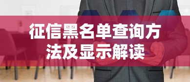 征信黑名单查询方法及显示解读