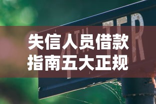失信人员借款指南五大正规渠道