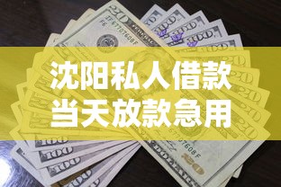 沈阳私人借款当天放款急用钱速办