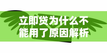 立即贷为什么不能用了原因解析 立即贷为什么不能用了原因解析
