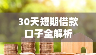 30天短期借款口子全解析