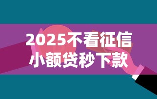 2025不看征信小额贷秒下款平台