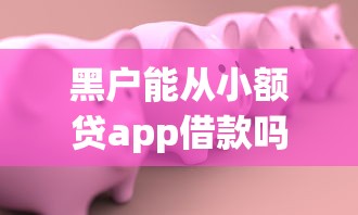 黑户能从小额贷app借款吗