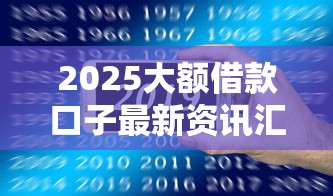 2025大额借款口子最新资讯汇总 2025大额借款口子最新资讯汇总