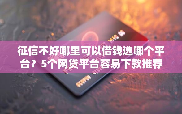 征信不好哪里可以借钱选哪个平台？5个网贷平台容易下款推荐