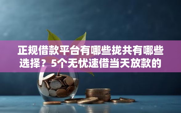 正规借款平台有哪些拢共有哪些选择?5个无忧速借当天放款的软件详解 正规借款平台有哪些拢共有哪些选择?5个无忧速借当天放款的软件详解