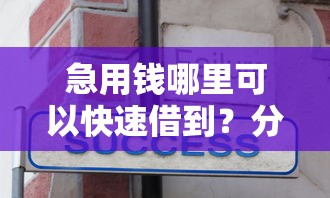 急用钱哪里可以快速借到？分享6个4千元无门槛私借平台