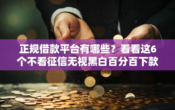 正规借款平台有哪些？看看这6个不看征信无视黑白百分百下款网贷平台怎么样