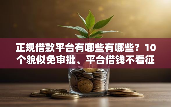 正规借款平台有哪些有哪些？10个貌似免审批、平台借钱不看征信秒到账合集