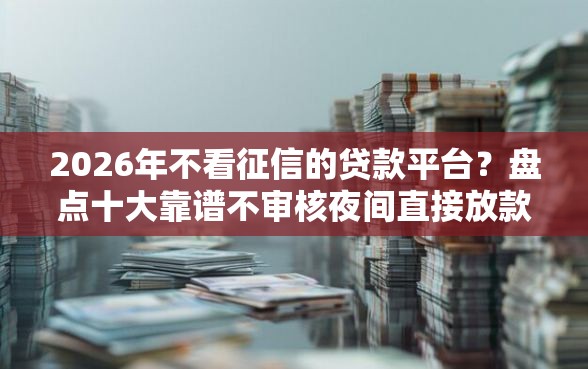 2026年不看征信的贷款平台？盘点十大靠谱不审核夜间直接放款的网贷平台