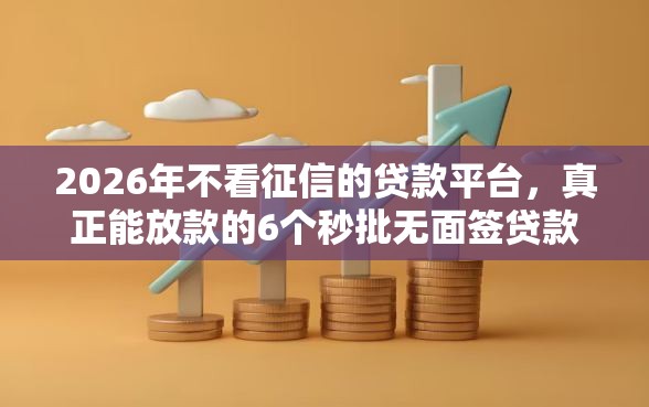 2026年不看征信的贷款平台，真正能放款的6个秒批无面签贷款软件推荐