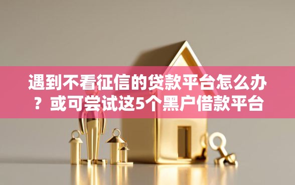 遇到不看征信的贷款平台怎么办？或可尝试这5个黑户借款平台