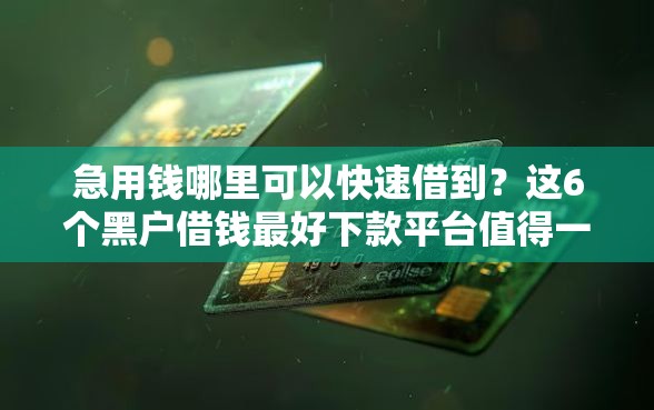 急用钱哪里可以快速借到？这6个黑户借钱最好下款平台值得一试