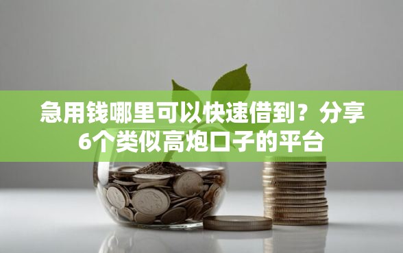 急用钱哪里可以快速借到？分享6个类似高炮口子的平台