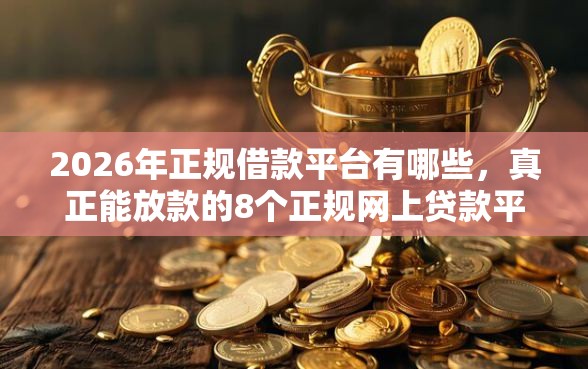 2026年正规借款平台有哪些，真正能放款的8个正规网上贷款平台推荐