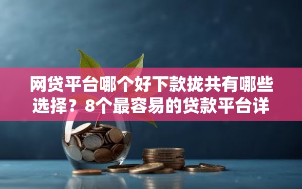 网贷平台哪个好下款拢共有哪些选择？8个最容易的贷款平台详解