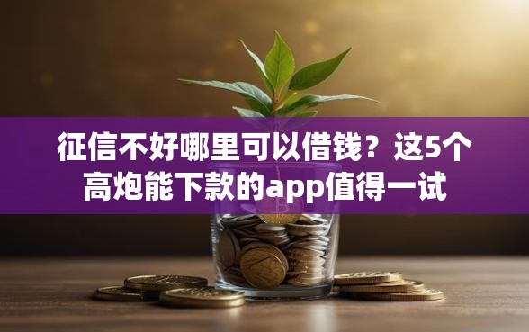 征信不好哪里可以借钱？这5个高炮能下款的app值得一试