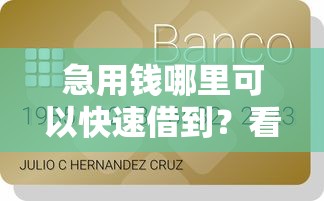 急用钱哪里可以快速借到？看看这5个贷款平台有没有能下款的