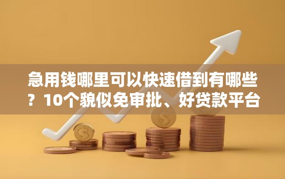 急用钱哪里可以快速借到有哪些？10个貌似免审批、好贷款平台合集