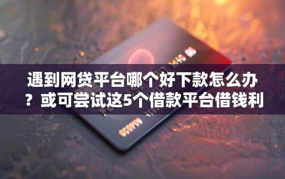 遇到网贷平台哪个好下款怎么办？或可尝试这5个借款平台借钱利息低