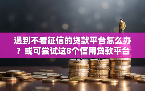 遇到不看征信的贷款平台怎么办?或可尝试这8个信用贷款平台好 遇到不看征信的贷款平台怎么办?或可尝试这8个信用贷款平台好