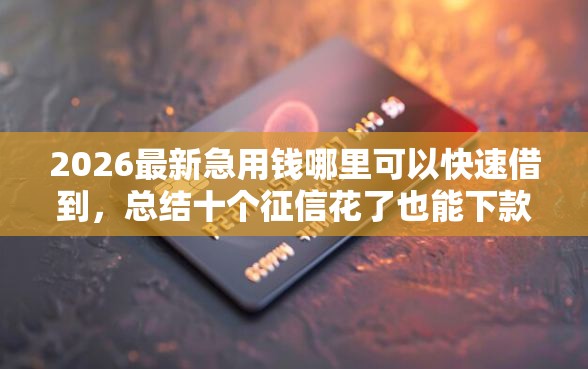 2026最新急用钱哪里可以快速借到，总结十个征信花了也能下款的平台！
