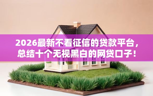 2026最新不看征信的贷款平台，总结十个无视黑白的网贷口子！