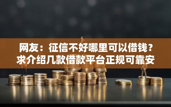 网友：征信不好哪里可以借钱？求介绍几款借款平台正规可靠安全利息低