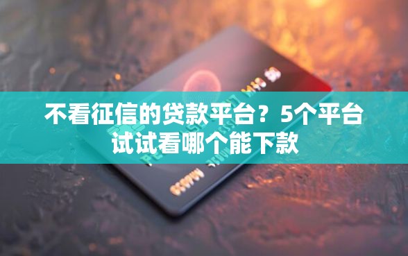不看征信的贷款平台?5个平台试试看哪个能下款 不看征信的贷款平台?5个平台试试看哪个能下款
