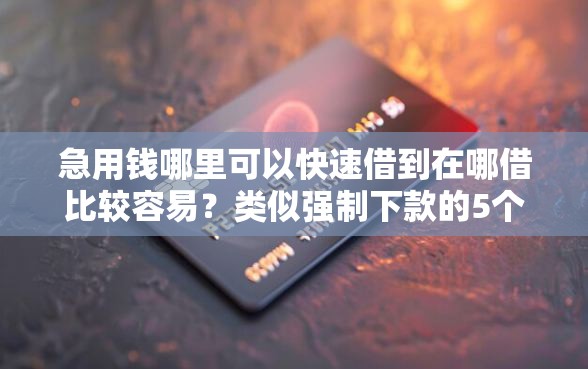 急用钱哪里可以快速借到在哪借比较容易？类似强制下款的5个口子参考