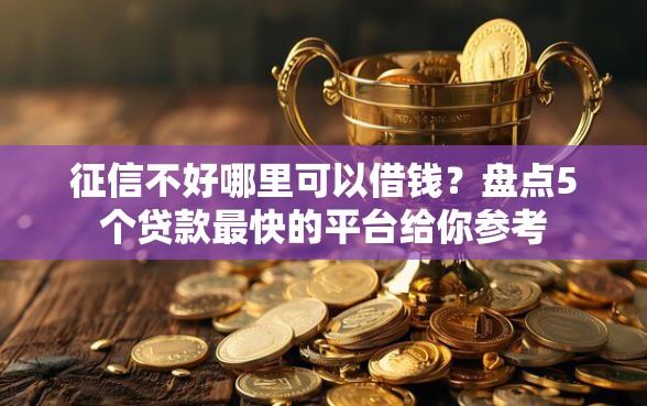 征信不好哪里可以借钱?盘点5个贷款最快的平台给你参考 征信不好哪里可以借钱?盘点5个贷款最快的平台给你参考