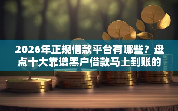 2026年正规借款平台有哪些？盘点十大靠谱黑户借款马上到账的口子