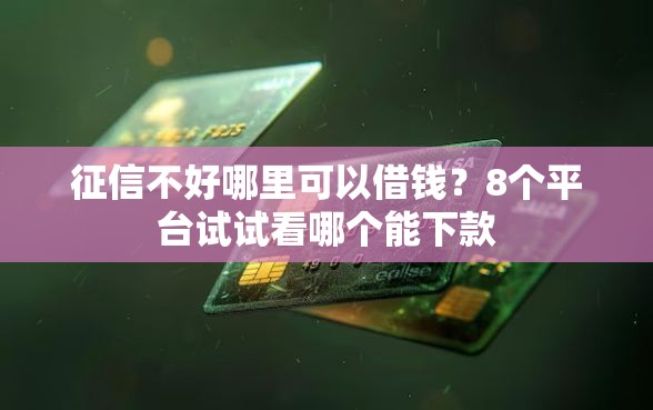 征信不好哪里可以借钱？8个平台试试看哪个能下款