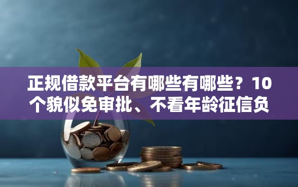 正规借款平台有哪些有哪些?10个貌似免审批、不看年龄征信负债的平台合集 正规借款平台有哪些有哪些?10个貌似免审批、不看年龄征信负债的平台合集