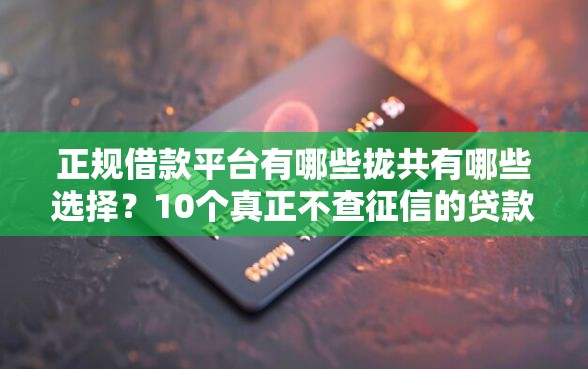正规借款平台有哪些拢共有哪些选择？10个真正不查征信的贷款口子详解