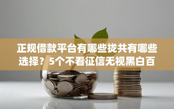 正规借款平台有哪些拢共有哪些选择？5个不看征信无视黑白百分百下款网贷app详解
