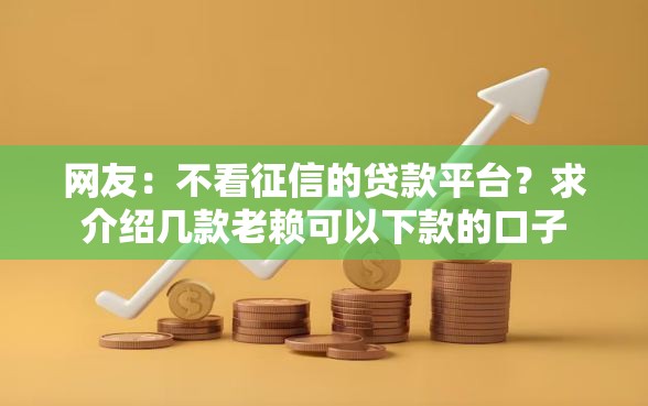 网友：不看征信的贷款平台？求介绍几款老赖可以下款的口子