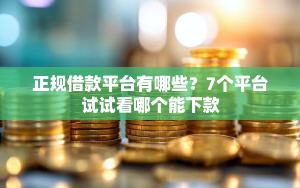 正规借款平台有哪些？7个平台试试看哪个能下款